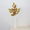 Fleurs décoratives Plastique feuilles d'or baies rouges cueillets simulation de tournesol boutures de fleurs artificielles branche de Noël décor de bricolage de bricolage