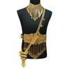 Turkish Coin Gold Plated Jewelry Belt Gold Ottoman Totem Tassel Chain Belt Women Necklace Shoulder Chain Muslim Sets Fashion 240410