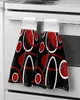 Serviette rouge noir géométrique lignes abstraites serviettes à main de cuisine maison salle de bain suspendue