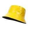 Bérets Panama Bucket Hats Pu Colorful Fisherman Double côtés réversibles imperméables pliables printemps d'été