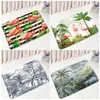 Mattes de bain Jungle tropicale Flamingo Salle de bain Black Blanc Stripes Blanc Palmies Plantes vertes Pays Natural Pand de coussinets Tapis de plancher