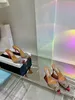 백 스트랩 Aquazzura Sandals Mules Evening Shoes Crystal Decoration Pumps 여성 열린 발가락 발가락 드레스 신발 스틸레토 발 뒤꿈치 고급 디자이너 공장 신발 박스