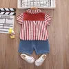 Vêtements Ensembles Ienens Baby Clothes Child Boys Garmands Short Short Short Kids Striped Blouses Boy Tenues 1 2 3 4Y