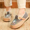 Casual Shoes Shallow Mouth Soft Woman Female Footwear Sneaker Round Toe Dress TPR Basic Ethnic Lace-Up