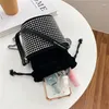 Omuz çantaları oimg moda kadınlar parlatıcı elmas crossbody moda kaliteli deri meslekçi metal zinciri çizim kovası