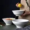 Tigelas tigelas puras brancas cerâmica ramen tigela salada arroz macarrão sopa de frutas macarrão de microondas utensílios de jantar