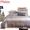 Sängkläder set Silk Cotton Printed Four-Piece Set Jacquard High-klass Mulberry Quilt Cover Comporter Bed