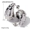 Advanced Design Sense Teardrop Punk Earrings Stainless Steel Hollow Zirconia Pearl Water Drop Screw Earrings AB139