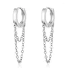 Çember Küpeler Gümüş Renkli Çift Katmanlı Zincir Püskül Kadınlar için Soğuk Stil Moda Takı 2024