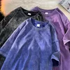 230GSM 100％COMBED COTTON TSHIRT ACID WASHED Tシャツ男性ユニセックスヴィンテージ特大TシャツY2Kカジュアルトップティーメンズ衣類240412