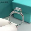 Cluster ringen klassieke 2 pass diamant d kleur moissaniet koe head ring 925 sterling zilveren briljante snede bruiloft voor vrouwen