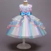 Girls Rainbow Tulle Dresses Kids Wedding Tutu Layers Cake Princess Elegant Party Prom Dress Children Communion Evening Clothes 240407