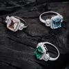 Cluster Anneaux 925 Silver High Carbon Diamond Femmes 8 mm Ring Emerald Femme Shiny 5a Zircon Design Advanced Design Luxury Jewelry Girl Gift