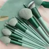 13/8pcs Make -up Pinsel Pro Green Pinsel Set Pulver Pulver Lidschatten Mischung Eyeliner Eyelash Augenbrauen Make -up Beauty Cosmestic Pinsel