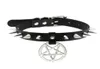 Spike punk choker krage för tjej goth pentagram halsband emo halsband cosplay chocker gotiska tillbehör2571545