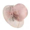 Beretti Cappello a sedere in filo traspirante per lady Tea Party Floppy con decalcomanie di fiori Summer Camping Spring Sun D46A