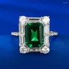 Cluster Rings Spring Qiaoer 925 Solid Silver 7 9mm Emerald for Women Lab Diamond Gemstone Wedding Ring Cocktail Party Fine Jewelry Gift