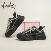 Casual Shoes 2024 Fashion Mixed Colors Women Platform All-match Leisure Sports Korean Style Lace Beige Sneakers Autumn Winter