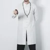 Men's Casual Shirts Chinese Style Spring And Autumn Buttoned Cotton Linen Hanfu Medium Length Long Sleeved Shirt Jacket