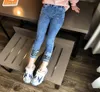 Cuhk Children039S Skinny Jeans Gray Blue Color Girls Elastic midja denim byxor Bomull Blanda barn Jeans Slim Cowboy Casual PA4250269