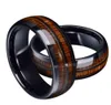 New Fashion Black Tungsten Carbide Rings Inlay Hawaiian Koa Wood Abalone Shell Men039s Engagement Wedding Bands Anniversary Gif7209823