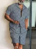 Les hommes sets 3D imprimer patchwork revers à manches courtes à manches décontractées de plage shorts de plage d'été streetwear vacances hawaïens costumes de vêtements masculins 240412