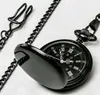 Retro Black Fashion Smooth Steampunk Quartz Pocket Watch Подвеска из нержавеющей стали 37 см цепочка для мужчин Women6855754