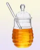 Förvaringsflaskor burkar 250 ml glas honung burk hög borosilikatkruka med dipper sked liten kök behållare för sirap1867797