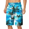 Shorts masculinos homens médios da cintura elástica cenário de verão peculiar estampa digital de cordão com tamanho de placa 42