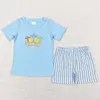 Kläder set design baby pojkar kläder påsk ägg söta barn shorts vår sommarbutik småbarn pojke