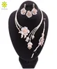 Nigeria Classic Jewelry Set Elegant Bride Wedding Flower Shape Necklace Earrings Armband Ring Set för Dubai Women CX2008139672898