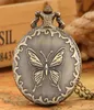 Steampunk Butterfly Design Mens Womens Quartz Analog Pocket Watch Arabic Number Dial Top Gift Pendant Clock för barn Halsband Chai8155275