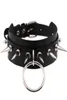 Big Oround Punk Rock Gothic Chokers Women Men Leather Silver Spike Rivet Stud Collar Choker Halsband Statement Smycken Bijoux8619577