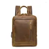 Sac à dos vintage hommes authentique sac en cuir sac pour garçons voyage masculin curs masculin anti-vol de grande capacité sac à main