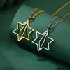 قلادة قلادة Lucktune Star of David Map Necklace Stainless Steel Hexagram Geogram