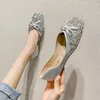 Casual Shoes Size43 Women Bling Flat Sweet Ballet Flats Diamond Sequins Bow Slip-on Ladies Wedding Moccasin Spring Summer Loafers