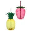 Einwegbecher Strohhalm Ananas Party Cup Hawaiian Erdbeer -Form Stroh Luau Dekorationen Lieferungen Gefällt mir Sommergetränk Süßes Plastik