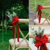 Fiori decorativi Yan Christmas Church Nation con bacche pini Red and White Wedding Decoration Sedia PEW Flower for Party Bench Decor