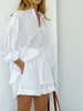 Ensembles de survêtement juteux pour femmes tenues chemises de style européen et américain Jacquard Femmes à manches bulles à rayures à rayures Commutation de deux pièces concepteurs de femmes