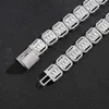 Hip Hop Men's Bracelet 13mm Wide S925 Bracelet Flap Square Diamond Round Diamond Mix Set Hollow Necklace Nine Grid Chain