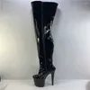 Sapatos de dança Laijianjinxia 20cm/8inches PU Upper Sexy Exotic High Heel Platform Party Women Over the Knee Boots Pólo A027
