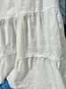Jupes broderie florale cordon de longueur longue femme blanche en dentelle blanche