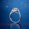 Cluster Rings Yanleyu Romantic Heart Engagement For Women Original Real Platinum PT950 1.0CT Moissanite Diamond Wedding Ring Jewelry