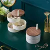 Pudełka do przechowywania drewniane drewniane pudełko biżuterii wielowarstwowe proste nowoczesne kosmetyczne odporne na kurz stojak stacjonarny