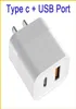 Typ C USB Dual Port 21A Output Wall Chargers för ny iPhone 12 13 Pro Max Power Adapter Poly Bag4175179