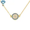 Colliers de pendentif 5a zircon rond cuivre plaqué Real Gold Devil's Eye Double Collier xian Gemmes