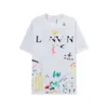 Designer Lanvins Lanvins Classic New Splash Ink Lettera dipinta a mano T-shirt a maniche corte, uomini e donne modellano lo stesso