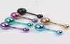 Navel jewelry B17 100pcslot Mixed 6 Color 14g titanium plated Belly banana RingNavel Button Ring Body Piercing Jewelry3180403