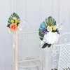 Decorative Flowers Wedding Aisle Church Chair Decoration Artificial Pew Flower For Ceremony Party Decor With Chiffon Ribbons