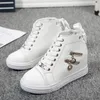 Casual Shoes Comemore 2024 Spring Inner Heightening Women's Platform White High Top Sneakers Short Leather Ankle Boots